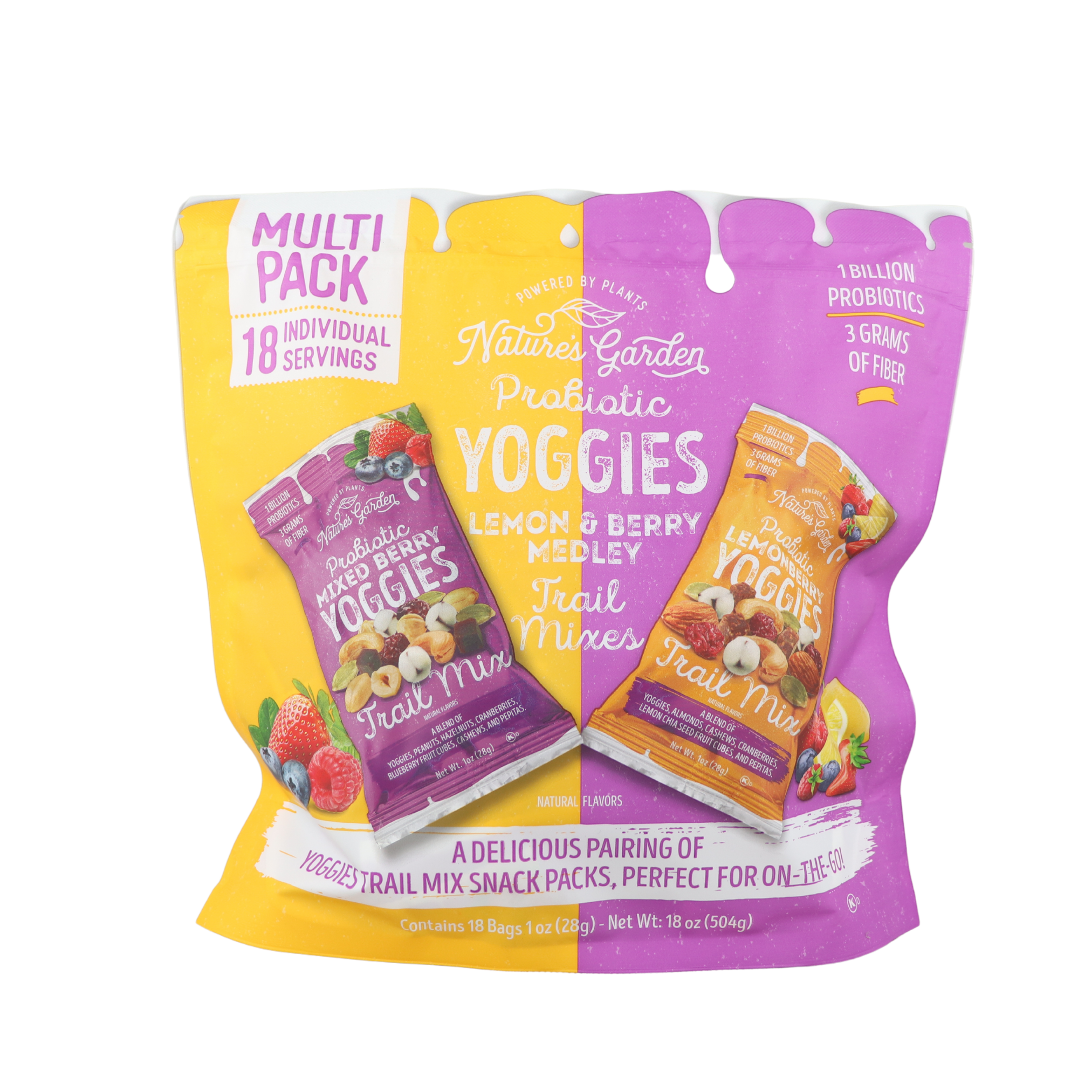 Nature's Garden Probiotic Yoggies Lemon & Berry Medley Trail Mixes 18 Bags